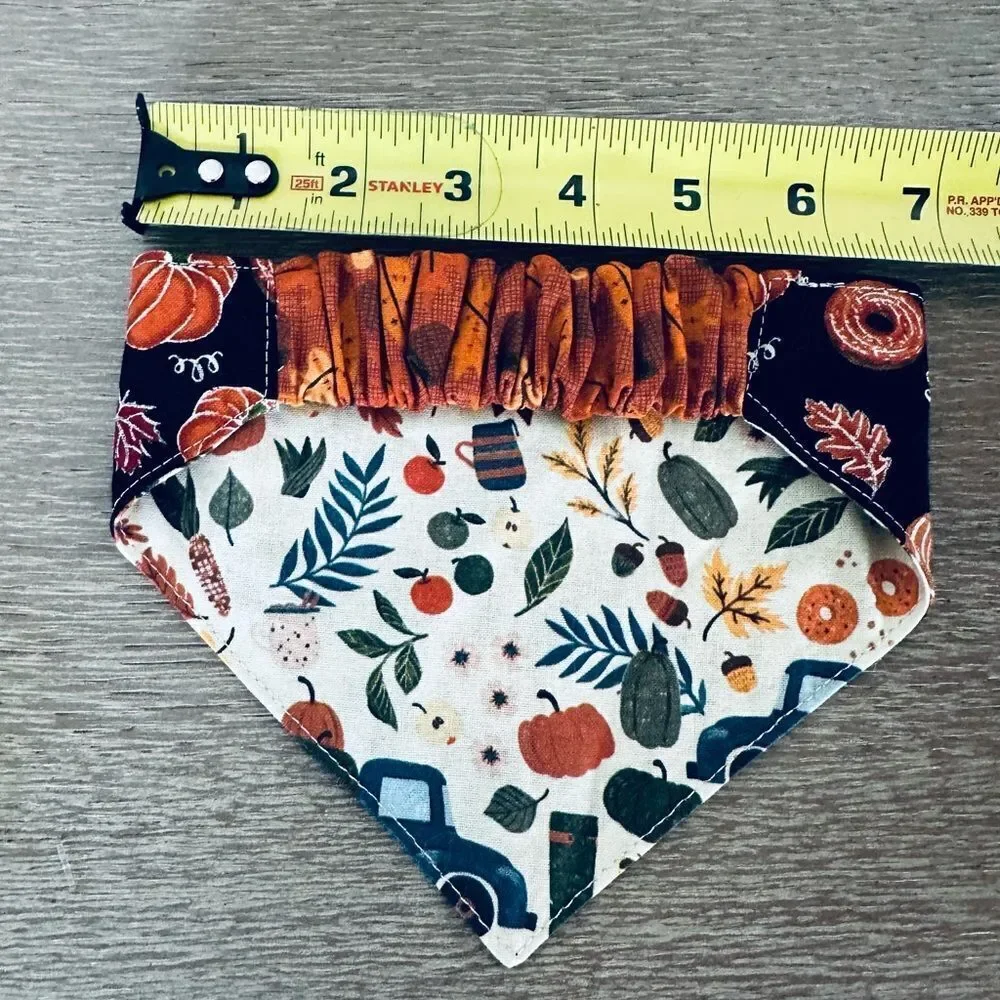 Fall Dog Farmhouse Pumpkin Bandana Neck Collar M